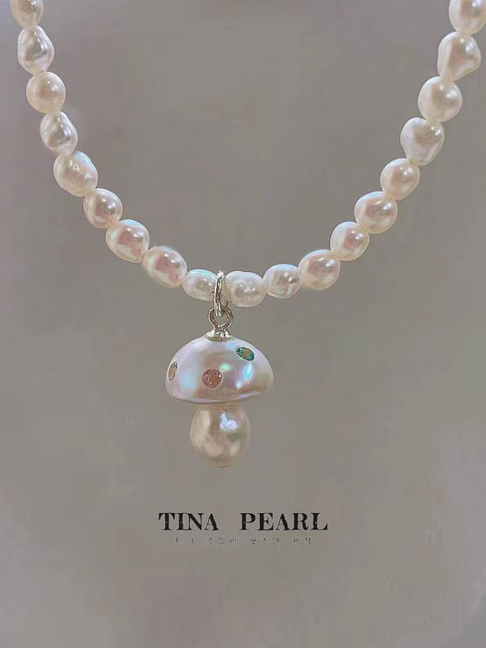 Tina Jewelry, Creative Pearl collection, natural freshwater mushroom pearl necklace
