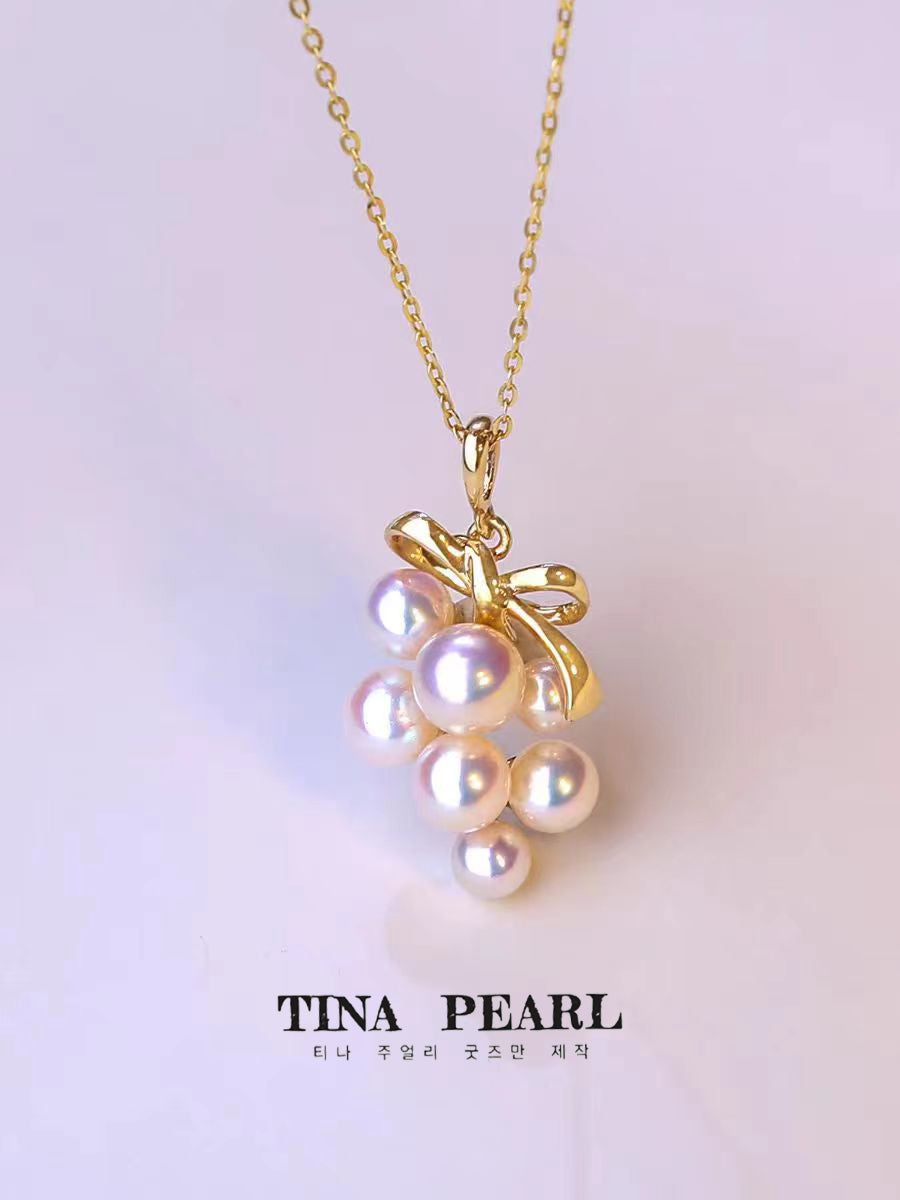 TINA Jewelry Lovely grapes, sea water akoya+18k gold necklace