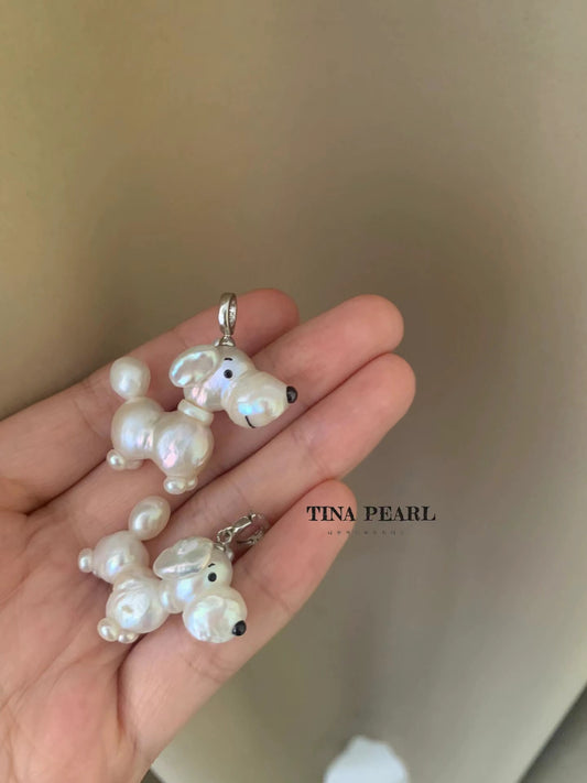 TINA Jewelry Creative Pearl collection, natural pearl made pearl dog pendant, handmade