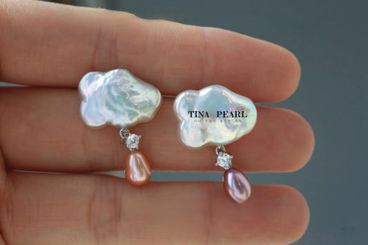 TINA Jewelry Freshwater pearl clouds Baroque raindrop earrings