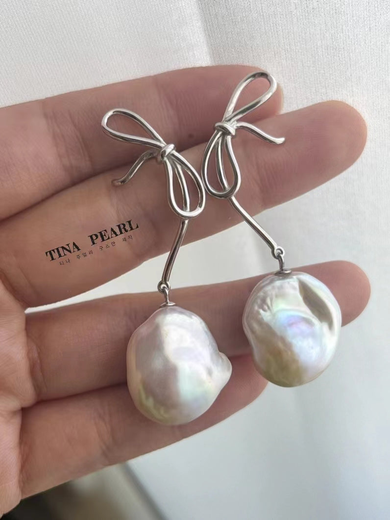 TINA Jewelry Natural Freshwater Baroque Pearl Earrings with Elegant Style