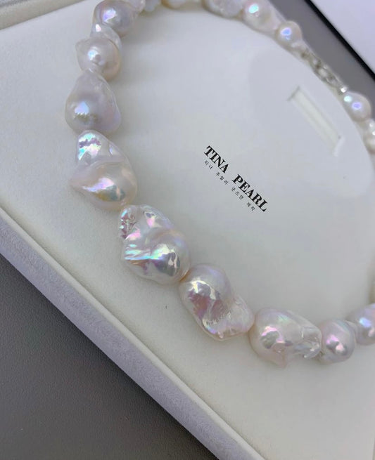TINA Jewelry Natural mirror gloss fresh water Baroque pearl necklace