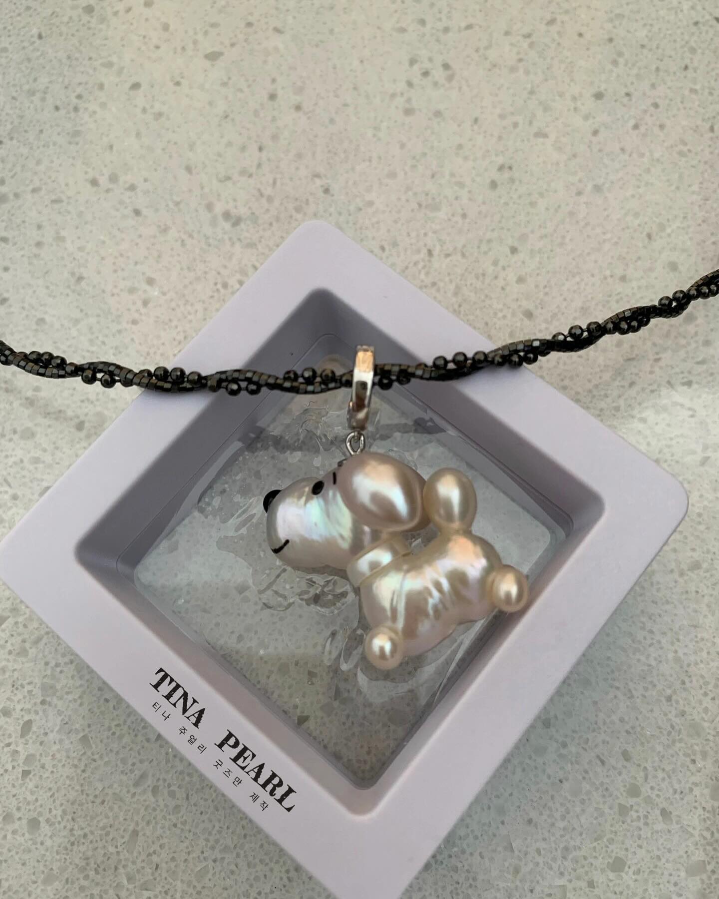 TINA Jewelry Creative Pearl collection, natural pearl made pearl dog pendant, handmade
