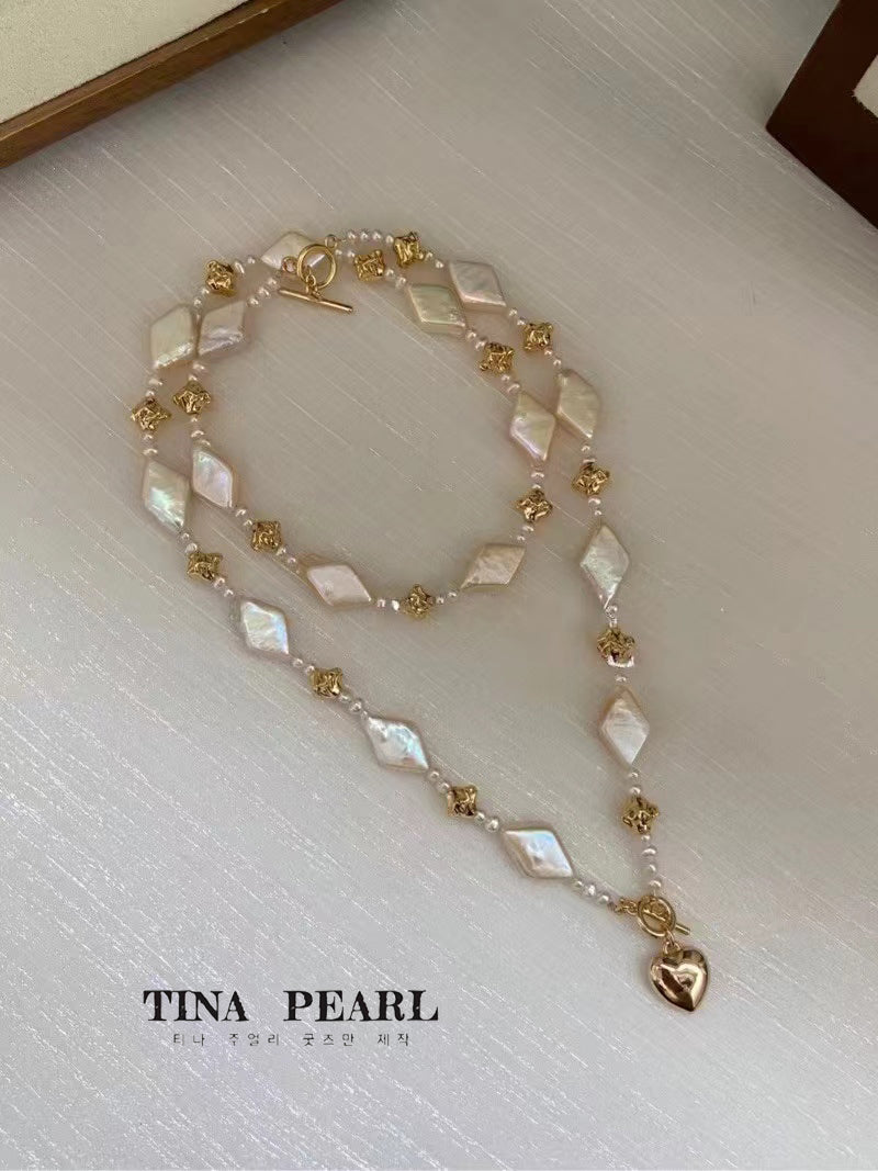 TINA Jewelry Freshwater Pearl diamond elegant necklace set