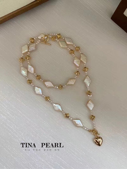 TINA Jewelry Freshwater Pearl diamond elegant necklace set