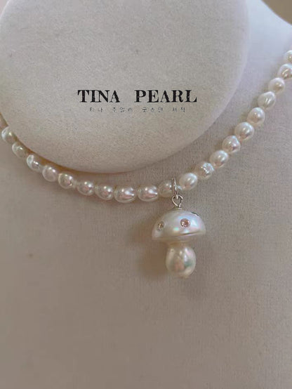 Tina Jewelry, Creative Pearl collection, natural freshwater mushroom pearl necklace