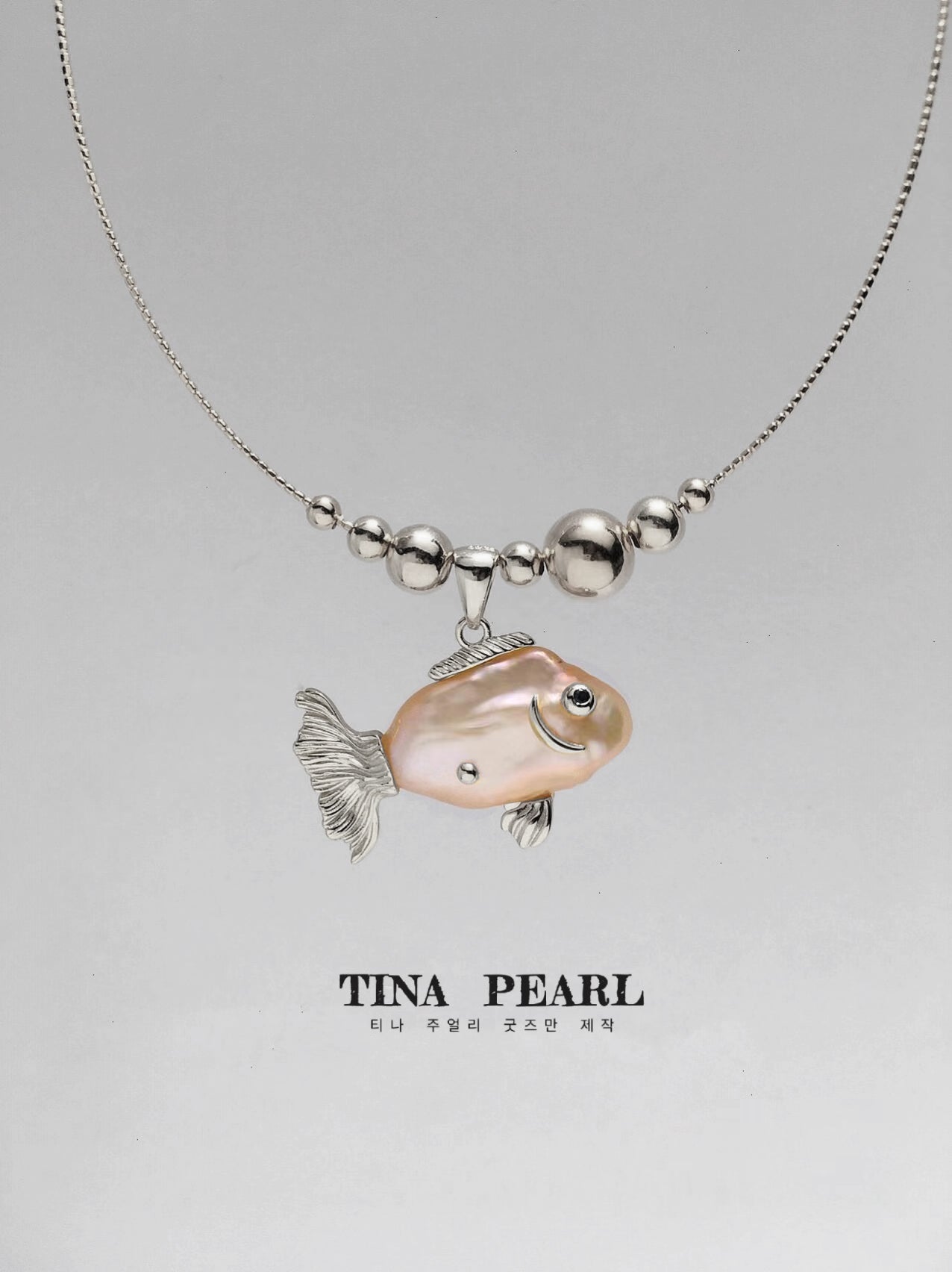 2024 Tina pearl creative sliver gold plated natural pearls shiny color cute sea fishes