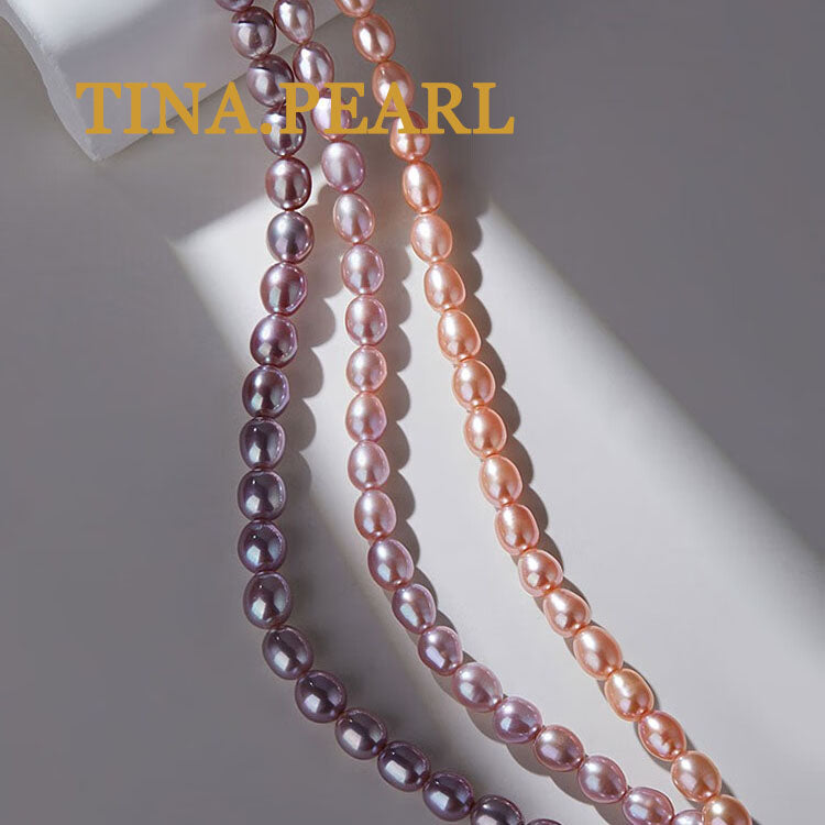 TINA jewelry rice-shaped freshwater pearl necklace S925 silver buckle head simple and classic