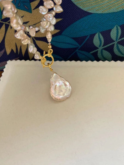 TINA Jewelry Natural Freshwater Baroque Petal Shape Pearl Necklace