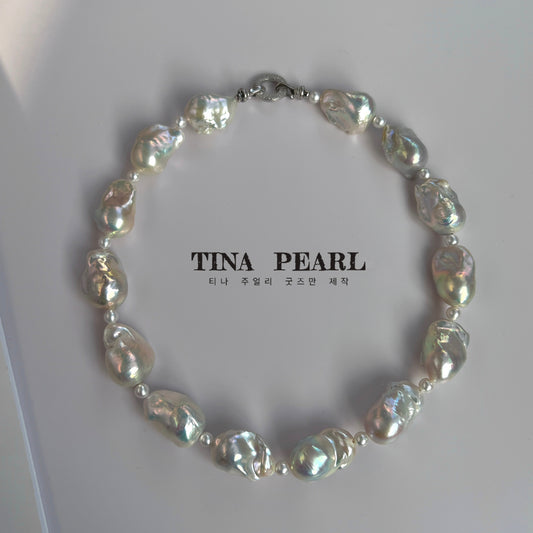 TINA Jewelry Natural Aurora Freshwater Baroque Pearl necklace