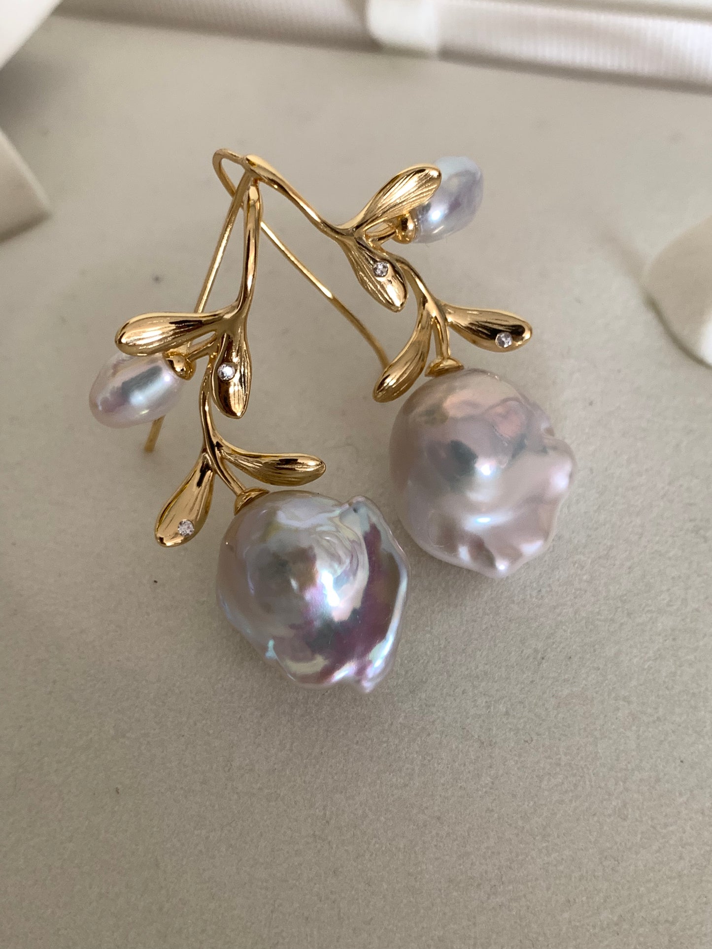 TINA Jewelry Fresh water pearl Baroque earrings in rose design