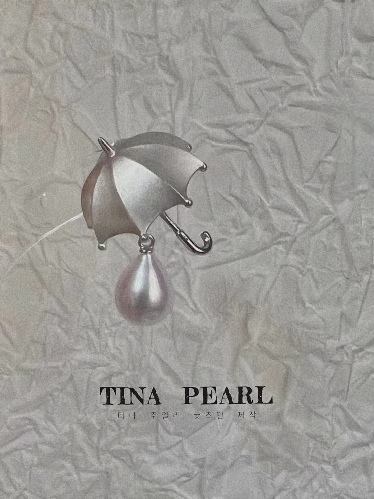 TINA Jewelry Creative cute fresh water Pearl Umbrella brooch
