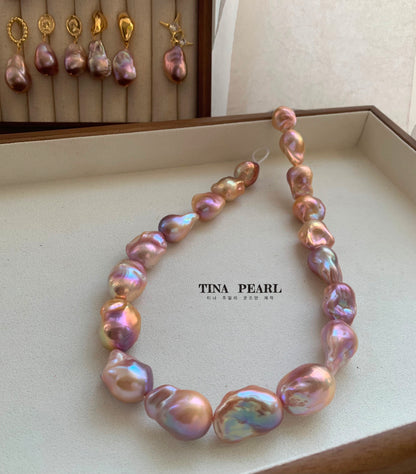 Natural Freshwater Colorful Baroque Pearls Necklace