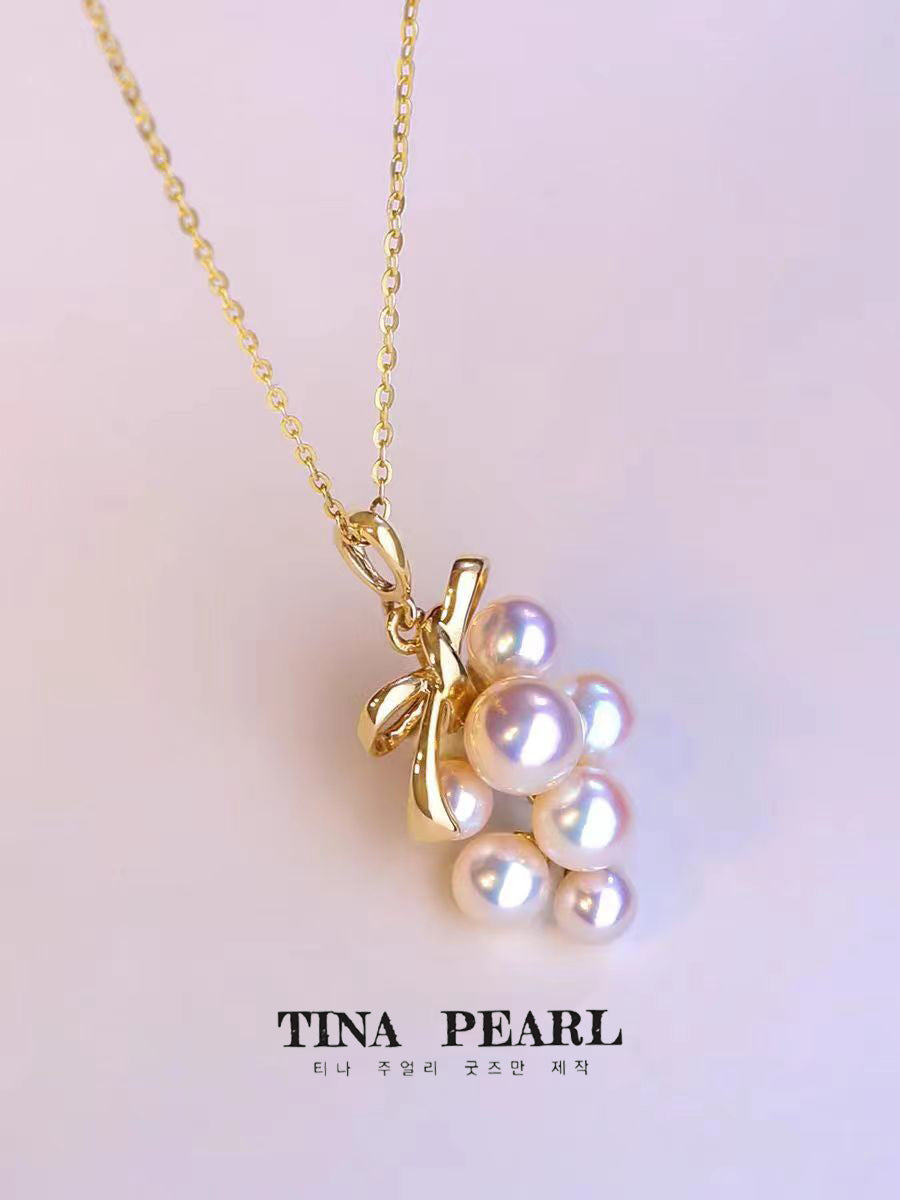 TINA Jewelry Lovely grapes, sea water akoya+18k gold necklace