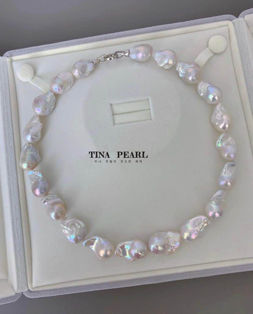 TINA Jewelry Natural mirror gloss fresh water Baroque pearl necklace