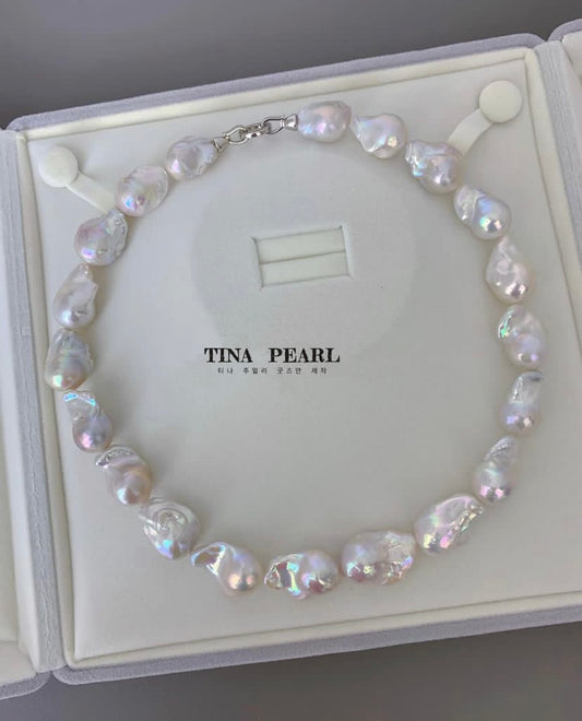 TINA Jewelry Natural mirror gloss fresh water Baroque pearl necklace