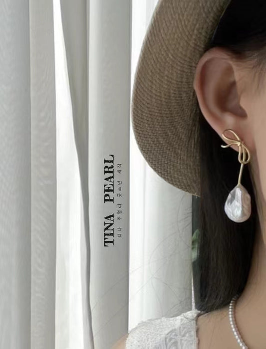 TINA Jewelry Natural Freshwater Baroque Pearl Earrings with Elegant Style