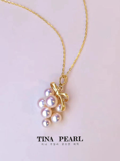 TINA Jewelry Lovely grapes, sea water akoya+18k gold necklace