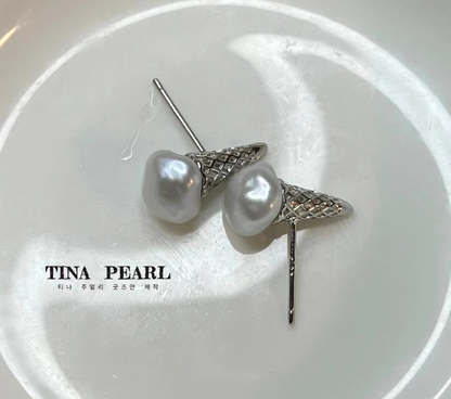 TINA Jewelry Creative Pearl collection Ice cream Pearl Earrings + Pendant set