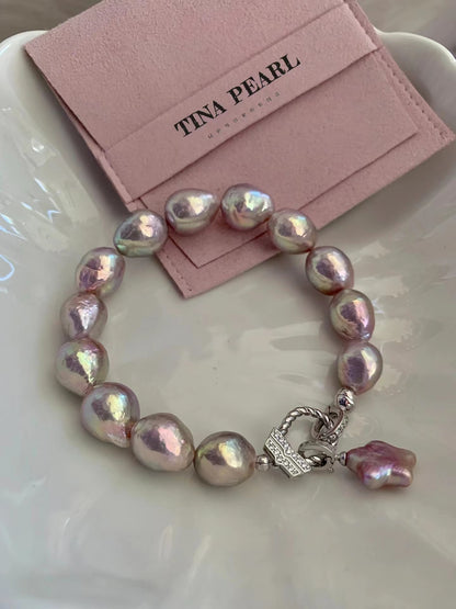 Natural mirror gloss fresh water pearl bracelets, candy color, each piece carefully selected, sparkling. Accessories are made of S925 silver