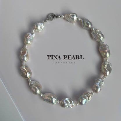 TINA Jewelry Natural Aurora Freshwater Baroque Pearl necklace
