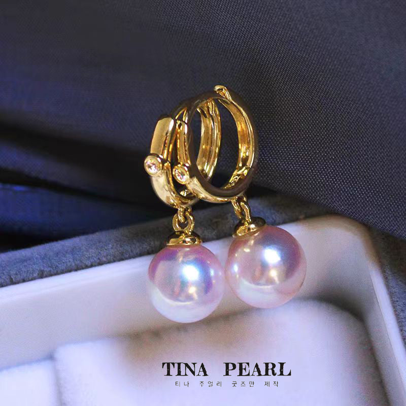 TINA Jewelry Seawater akoya Pearl +k gold earrings