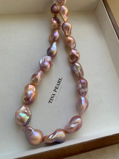 Natural Freshwater Colorful Baroque Pearls Necklace