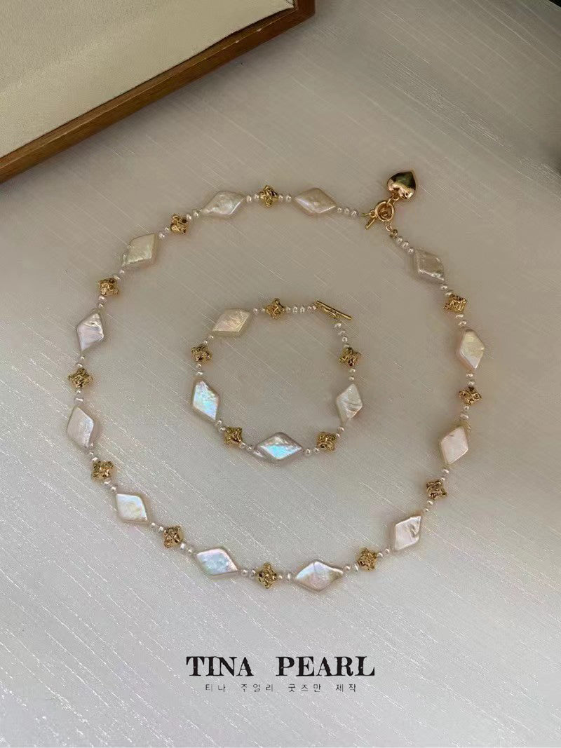 TINA Jewelry Freshwater Pearl diamond elegant necklace set