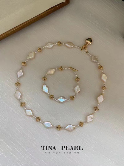 TINA Jewelry Freshwater Pearl diamond elegant necklace set