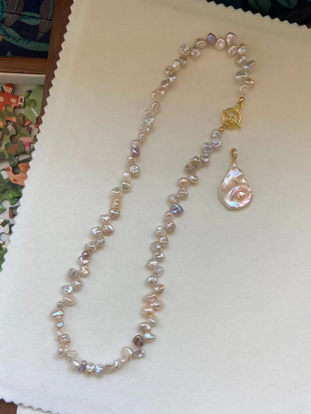 TINA Jewelry Natural Freshwater Baroque Petal Shape Pearl Necklace