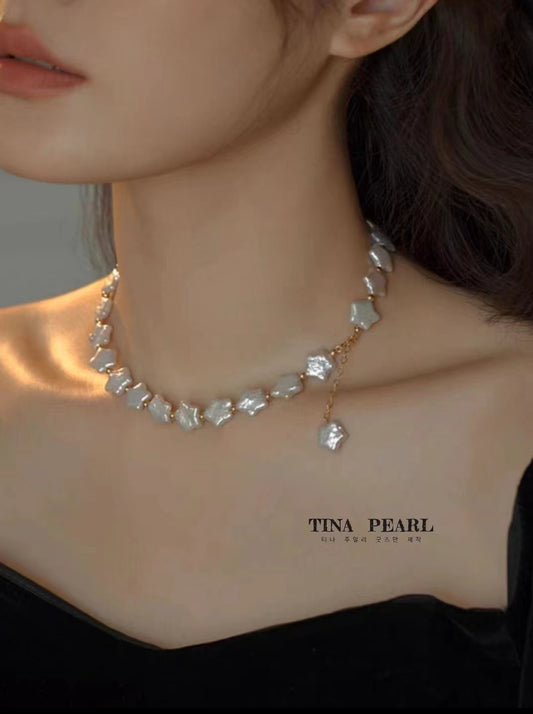 TINA Jewelry, stars freshwater pearl necklace