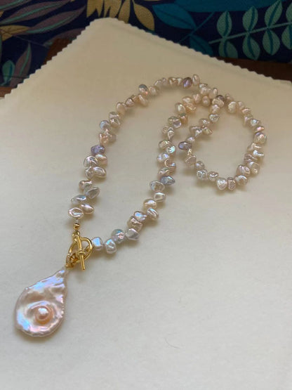 TINA Jewelry Natural Freshwater Baroque Petal Shape Pearl Necklace