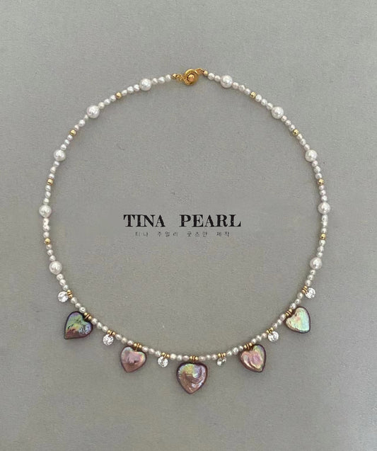 TINA Jewelry Fresh Water Dazzle Love Pearl lovely elegant simple style necklace
