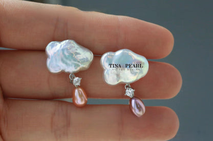 TINA Jewelry Freshwater pearl clouds Baroque raindrop earrings