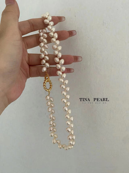 TINA Jewelry Natural fresh water pearlescent wheat necklace