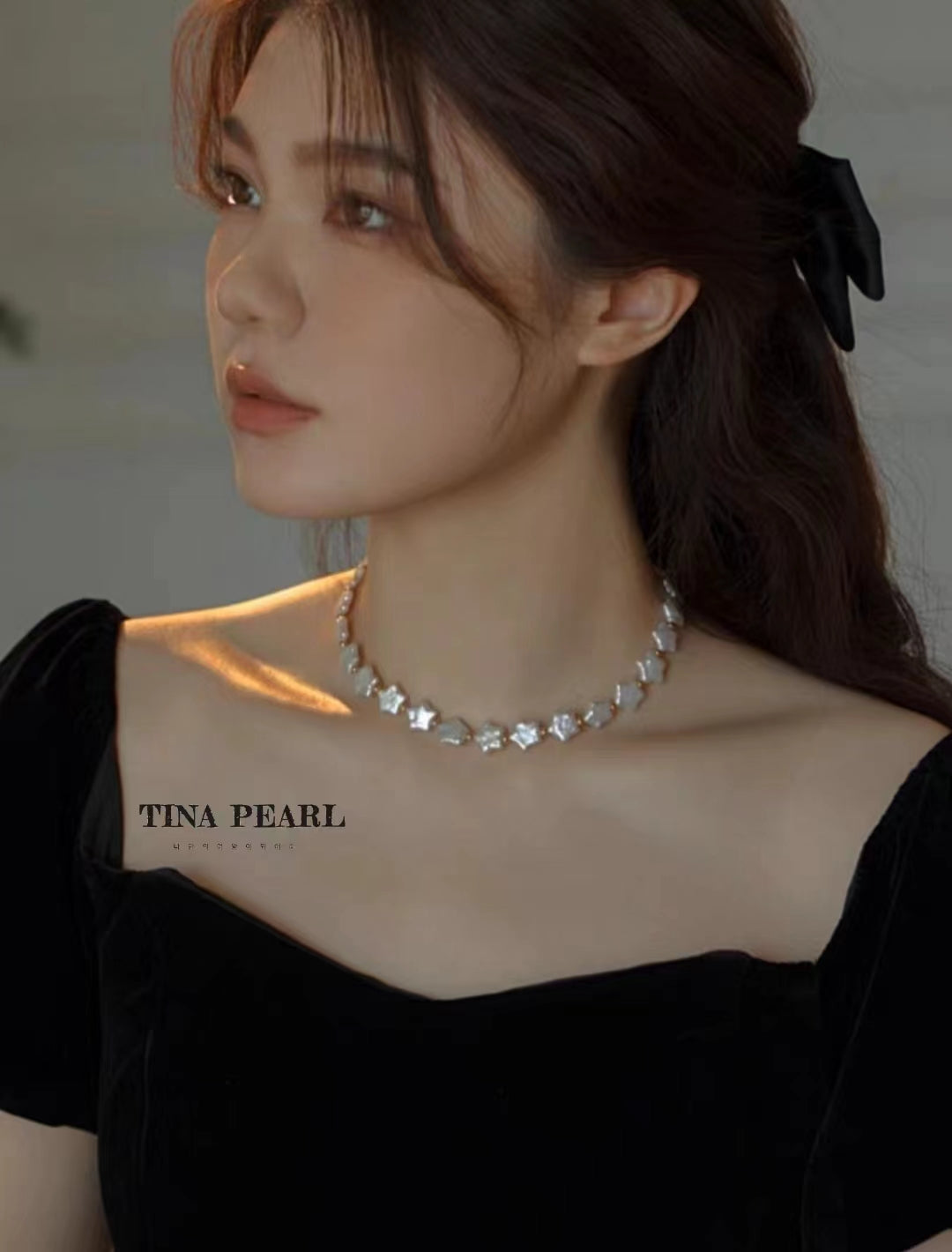 TINA Jewelry, stars freshwater pearl necklace