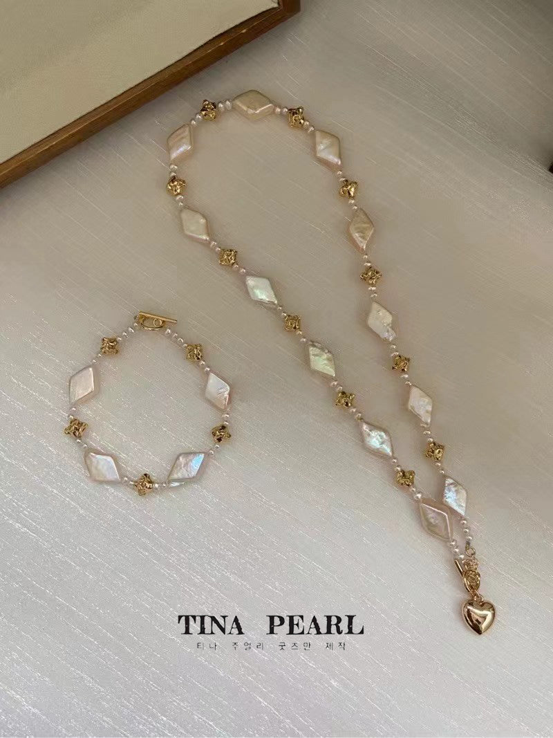 TINA Jewelry Freshwater Pearl diamond elegant necklace set