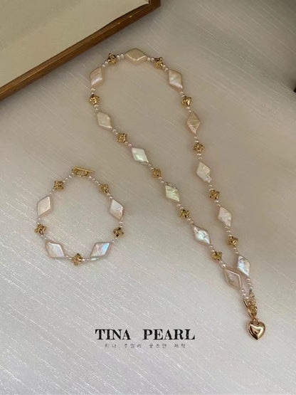TINA Jewelry Freshwater Pearl diamond elegant necklace set