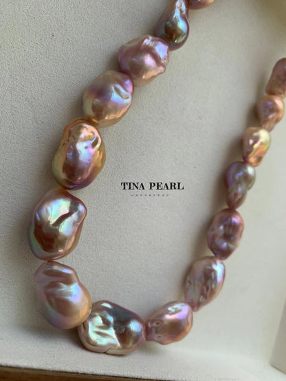 Natural Freshwater Colorful Baroque Pearls Necklace