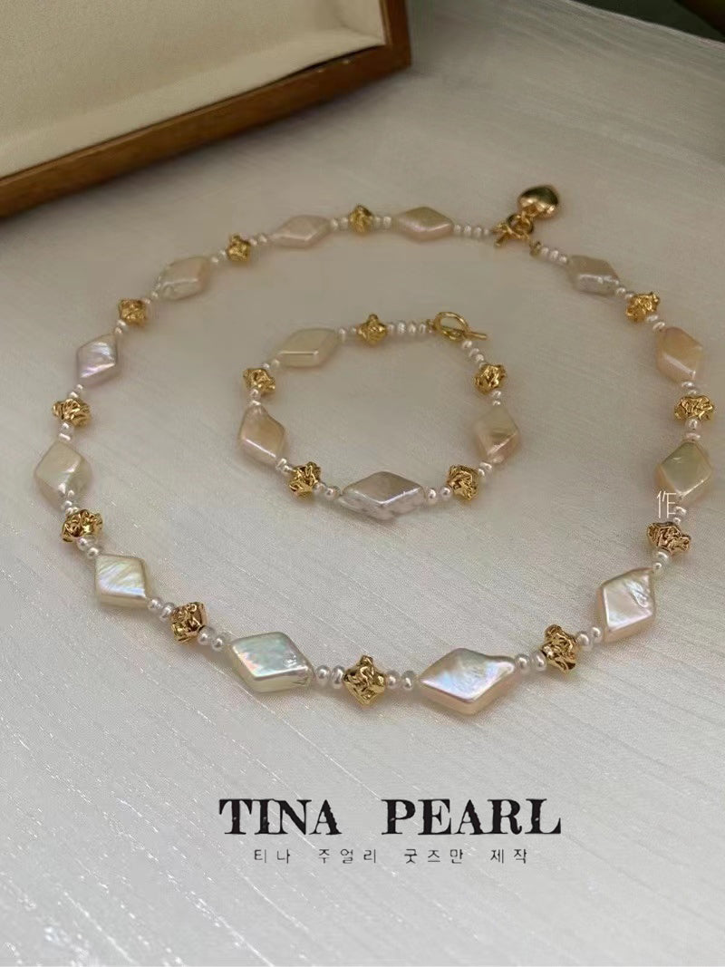 TINA Jewelry Freshwater Pearl diamond elegant necklace set