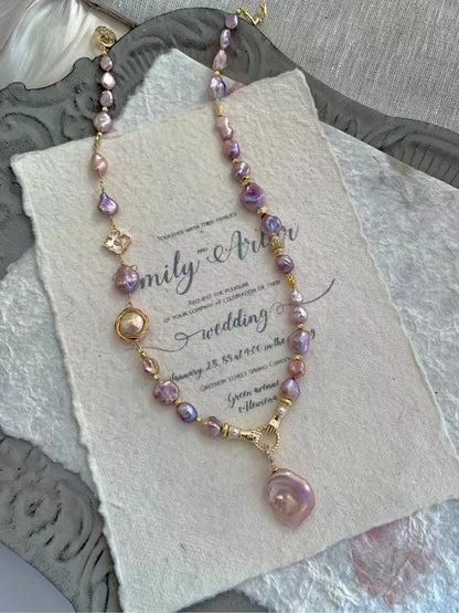 TINA Jewelry Sunset series Fresh water Baroque mixed color handmade pearl necklace, each natural pearl is different, the delivery will not be exactly the same as the picture, but each pearl and silver accessories are selected, the total length of the neck