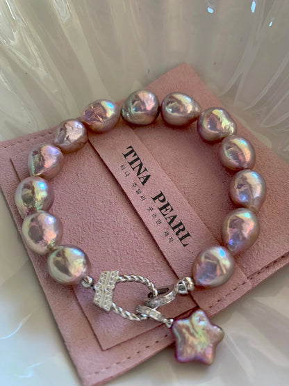 Natural mirror gloss fresh water pearl bracelets, candy color, each piece carefully selected, sparkling. Accessories are made of S925 silver