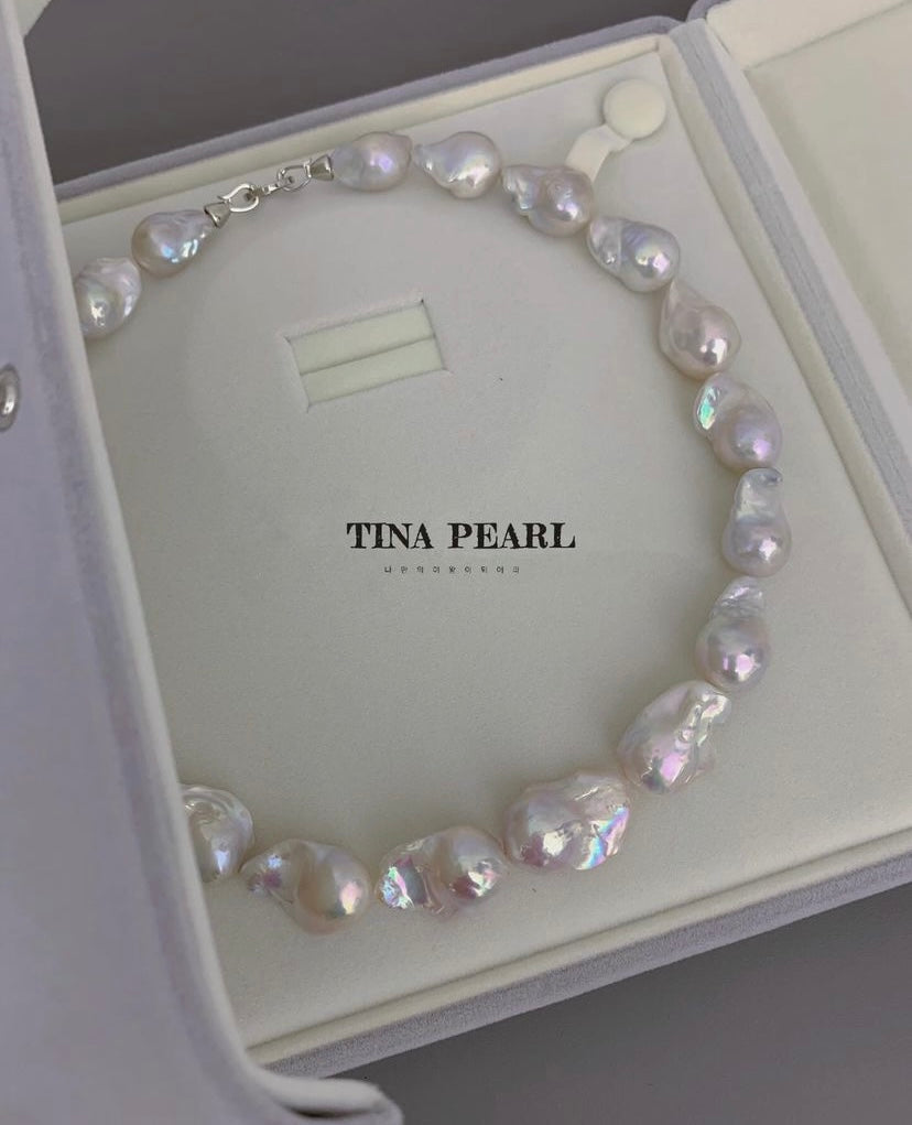 TINA Jewelry Natural mirror gloss fresh water Baroque pearl necklace