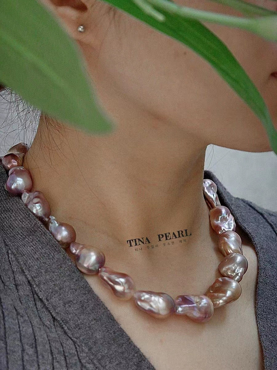 Natural Freshwater Colorful Baroque Pearls Necklace