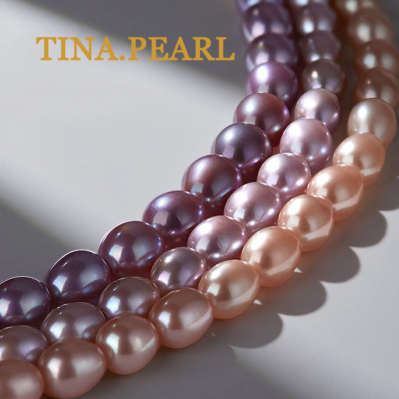 TINA jewelry rice-shaped freshwater pearl necklace S925 silver buckle head simple and classic