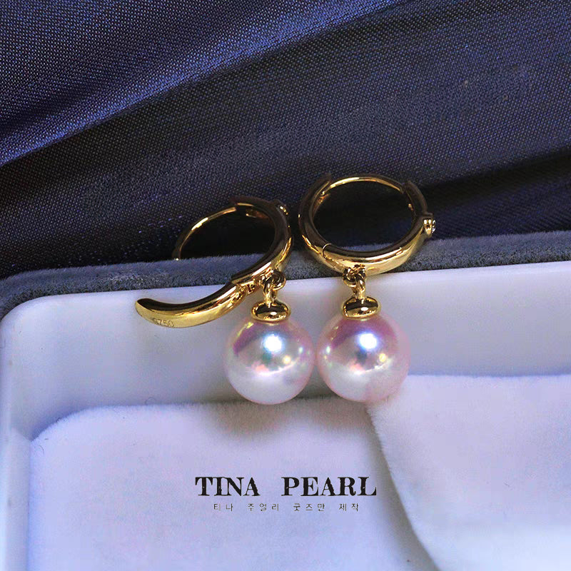 TINA Jewelry Seawater akoya Pearl +k gold earrings