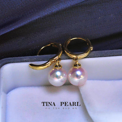 TINA Jewelry Seawater akoya Pearl +k gold earrings