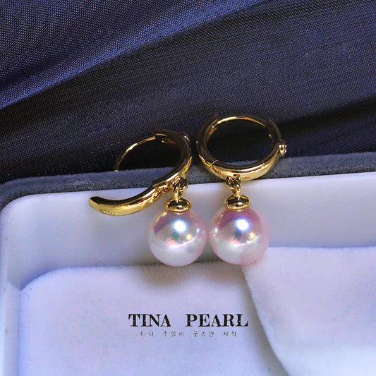 TINA Jewelry Seawater akoya Pearl +k gold earrings