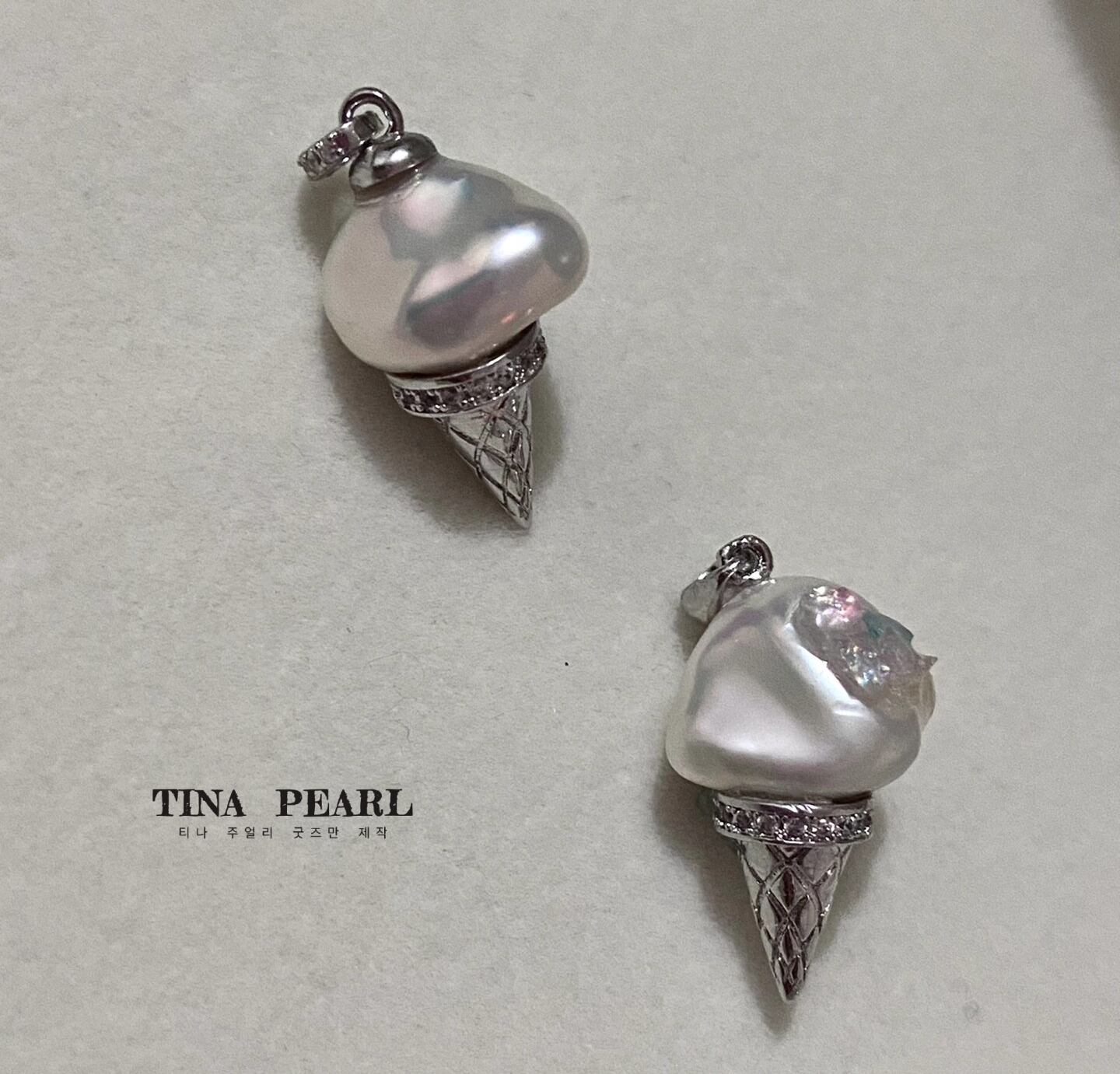 TINA Jewelry Creative Pearl collection Ice cream Pearl Earrings + Pendant set