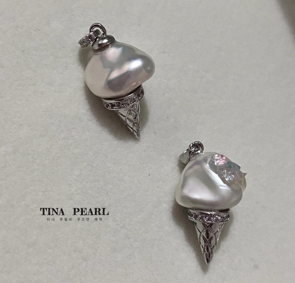TINA Jewelry Creative Pearl collection Ice cream Pearl Earrings + Pendant set